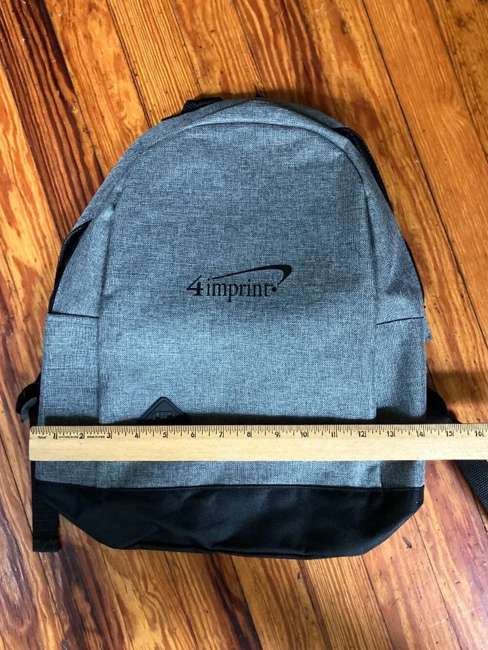 NEW 4imprint Gray Heather Backpack Laptop School Travel Book Bag Black Accent